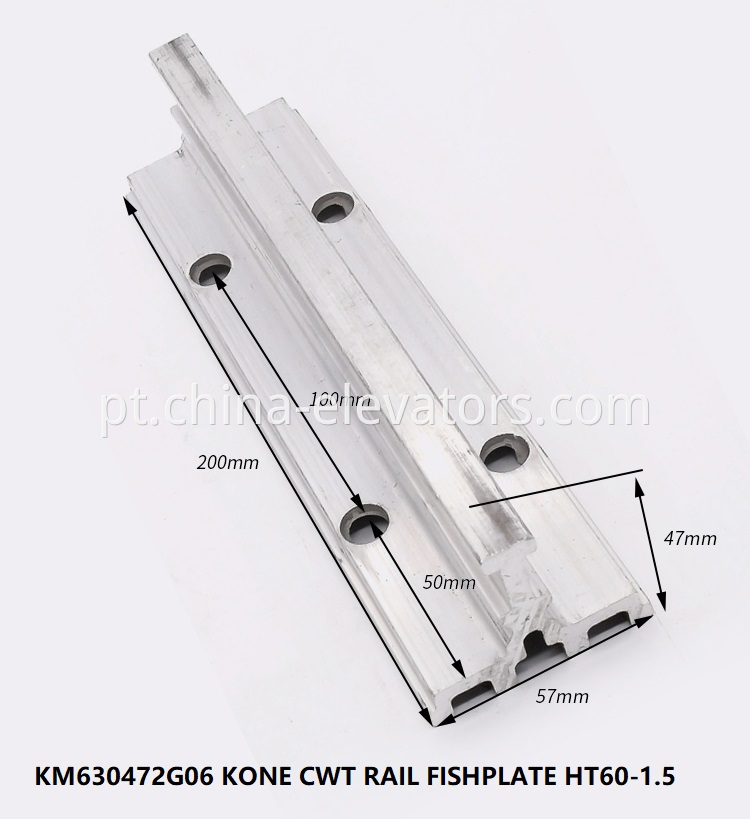 KM630472G06 CWT Guia Rail Placa de peixe para elevadores Kone KM630472G06 CWT Guide Rail Fishplate for KONE Elevators